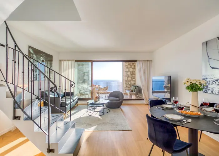 #22 Staywiz Us - Duplex Panoramic Sea View 2bdr, Ac, Swimpool, Parking, Petanque Apartment Nice